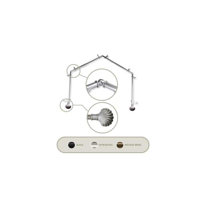 Medieval Curtain Rods & Hardware - Adjustable Telescoping Rods 20-72 Inch - Satin Nickel Finials - M