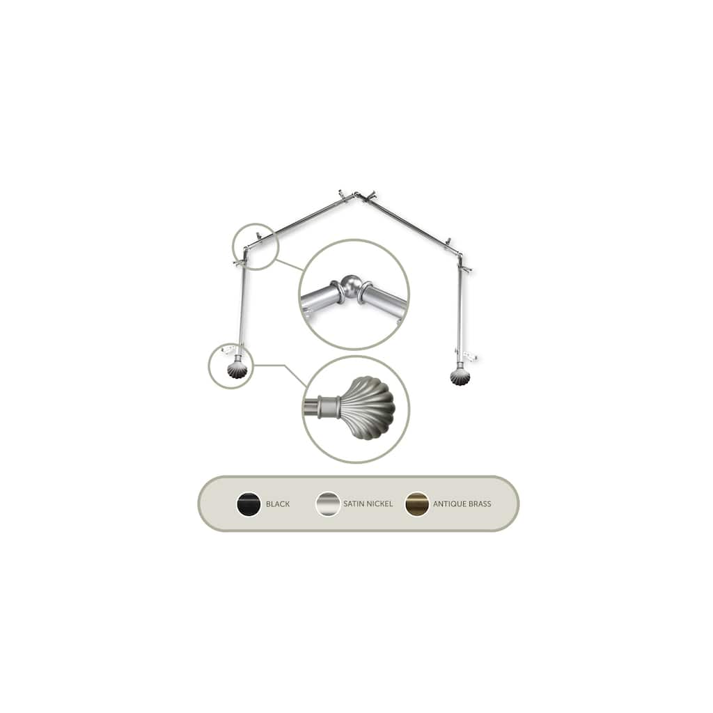 Medieval Curtain Rods & Hardware - Adjustable Telescoping Rods 20-72 Inch - Satin Nickel Finials - M