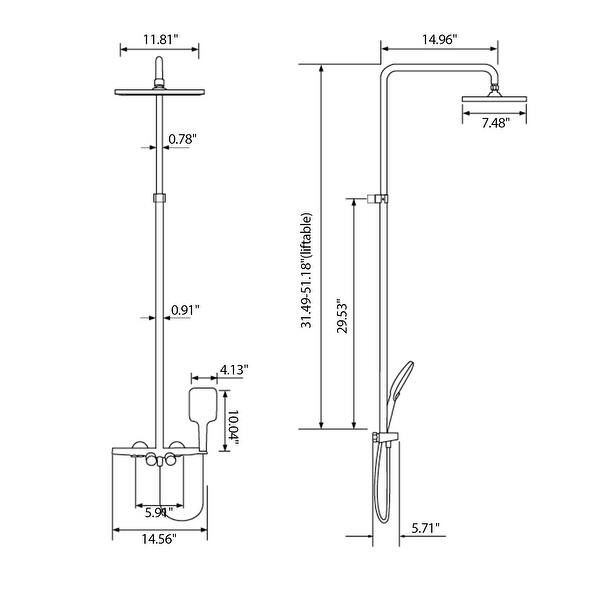 Wall-mounted Complete Shower System With Rough In-valve - Bed Bath 