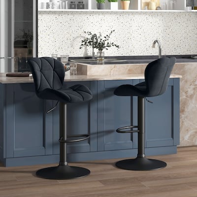 Adjustable Fabric Barstools Set Of 2