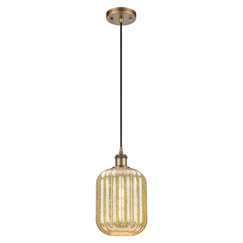Innovations Lighting Endless Possibilities Ballston - Preston - 1 Light 7" Jar Shade Cord Hung Mini Pendant - Mercury/Brushed Brass