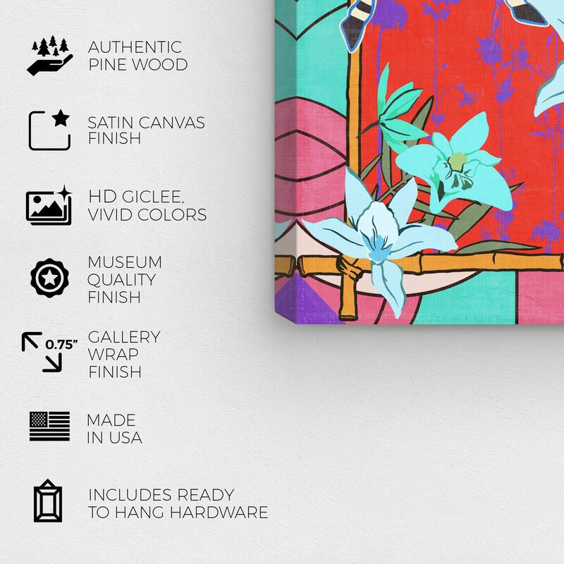 Wynwood Studio Canvas Animals Playful Zebras Red and Modern & Contemporary Wall Art Canvas Print