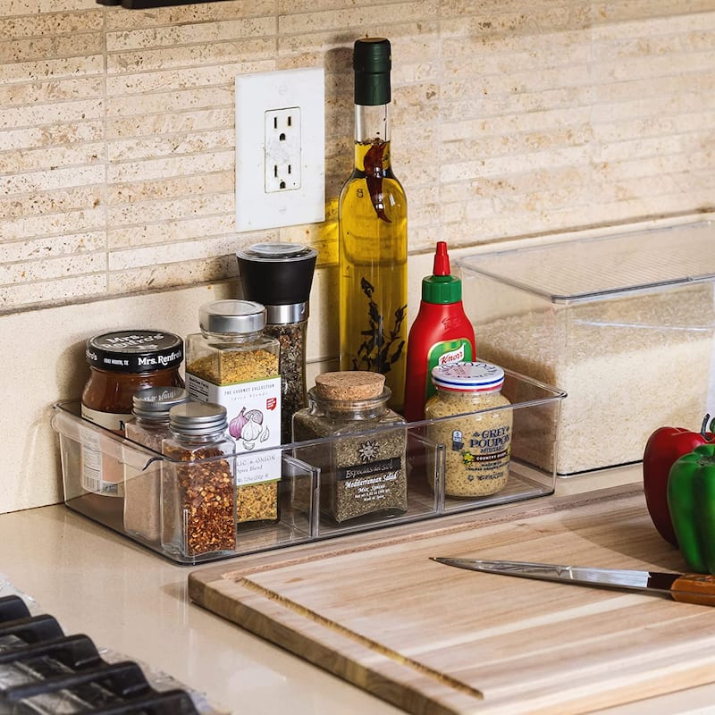 Sorbus Organizer Bins with Removable Compartments for Cabinet & Fridge (3-Pack)
