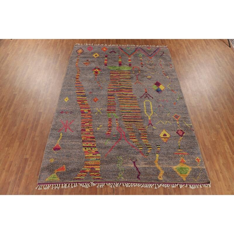 Moroccan Oriental Area Rug Hand-Knotted Wool Carpet - 8'9" x 12'6"