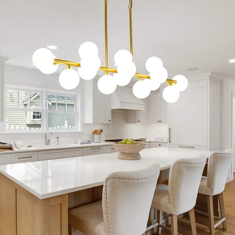 Mid Century Sputnik Chandelier Modern Pendant Light for Dining Room - Gold - 55x12.16x83.02in