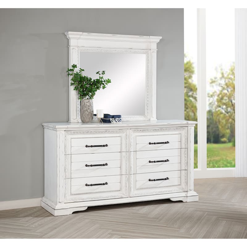 McKinney 6-drawer Bedroom Dresser with Mirror Vintage White