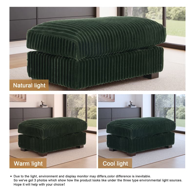 Modern Interior Rectangle Faux Fur Ottoman