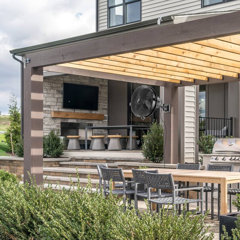 20" Honeywell Matte Black Outdoor Wet-Rated Wall Fan with Remote Control - 20 Inches