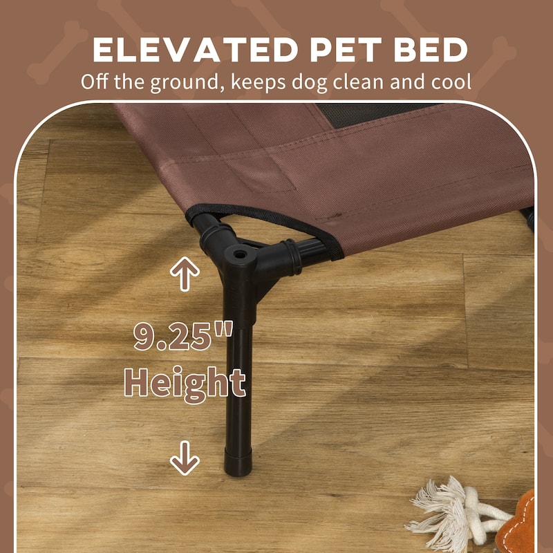 PawHut 48" x 36" Elevated Dog Cot Cooling Pet Bed With UV Protection Canopy Shade