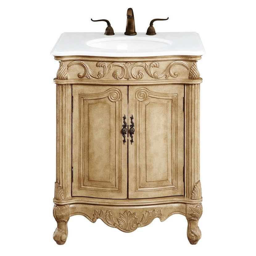 Seraphina 27 inch Single Bathroom vanity with ivory white engineered marble