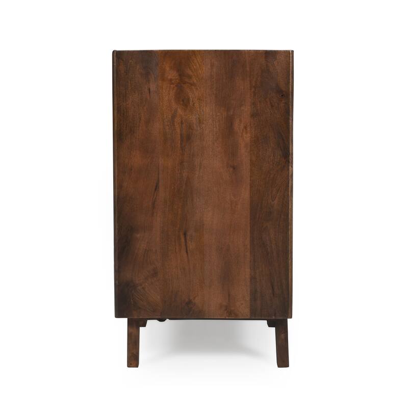 Wood Accent Cabinet Fluted Mango Wood Storage Cabinet with Adjustable Shelf