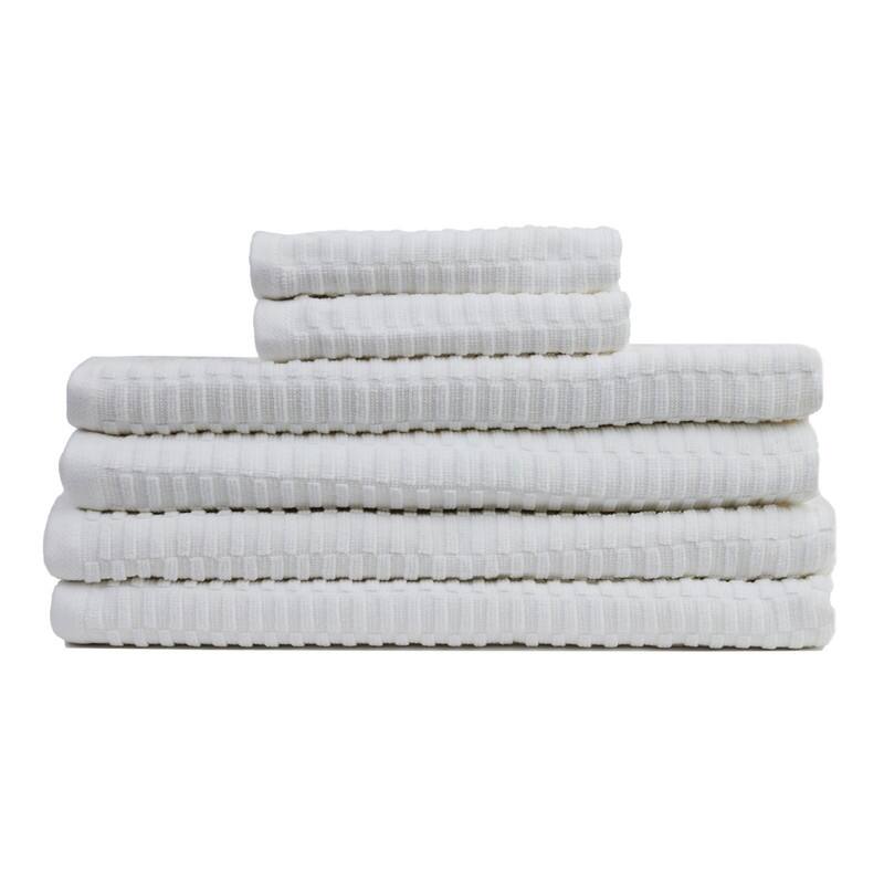 Lisbon 6-Piece 100 Cotton Bath Towel Set in Green - White