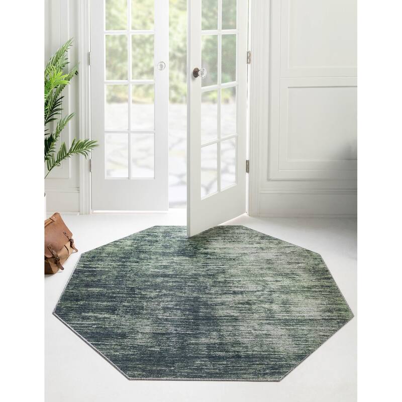 Contemporary Kayst Collection Area Rug - Green - 5'x5' Octagon