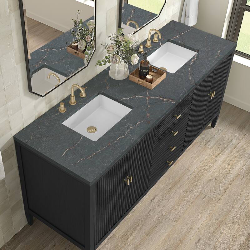 James Martin Vanities 485-V72-3PBL Myrrin 72" Double Basin Wood Vanity