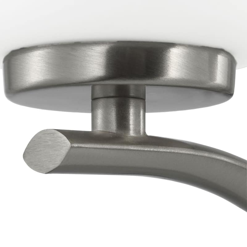 Adley Collection Three-Light Brushed Nickel Etched White Opal Glass New Traditional Semi-Flush Convertible Light