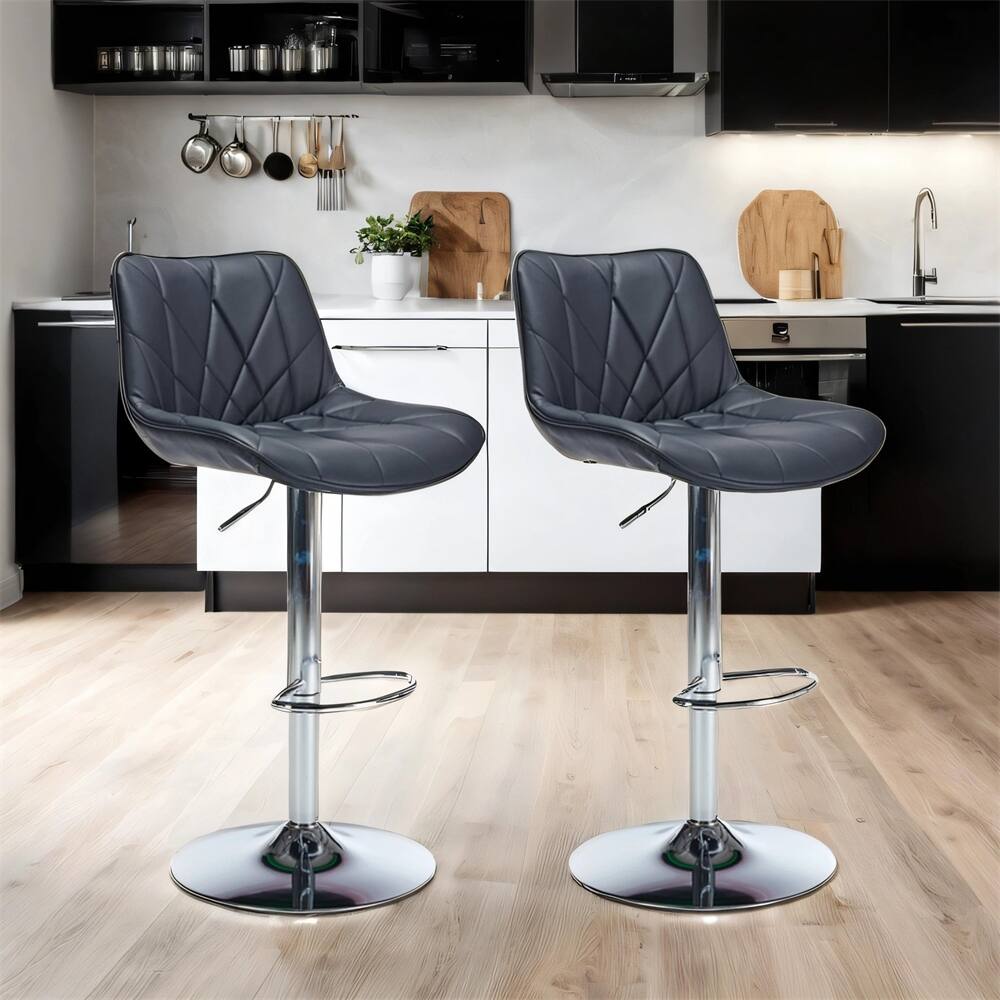 Adjustable Height Swivel Counter Stool Bar with Back,Set of 2