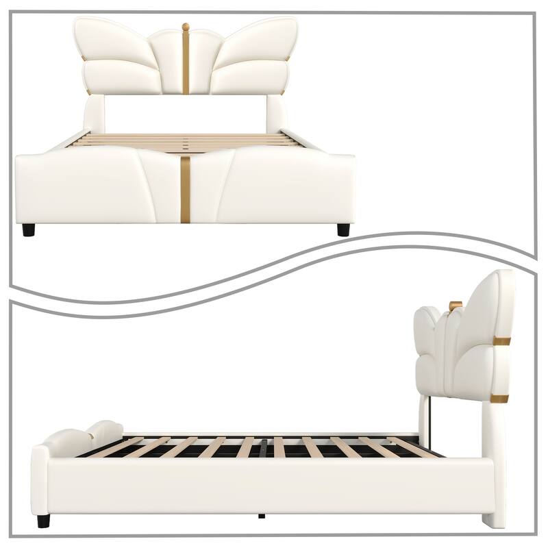 Stylish PU Leather Upholstered Platform Bed - No Box Spring Needed