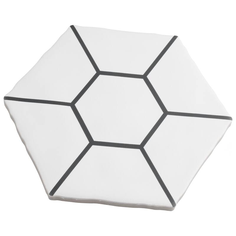 Merola Tile Palm Honeycomb Hex White 6" x 7" Porcelain Floor and Wall Tile