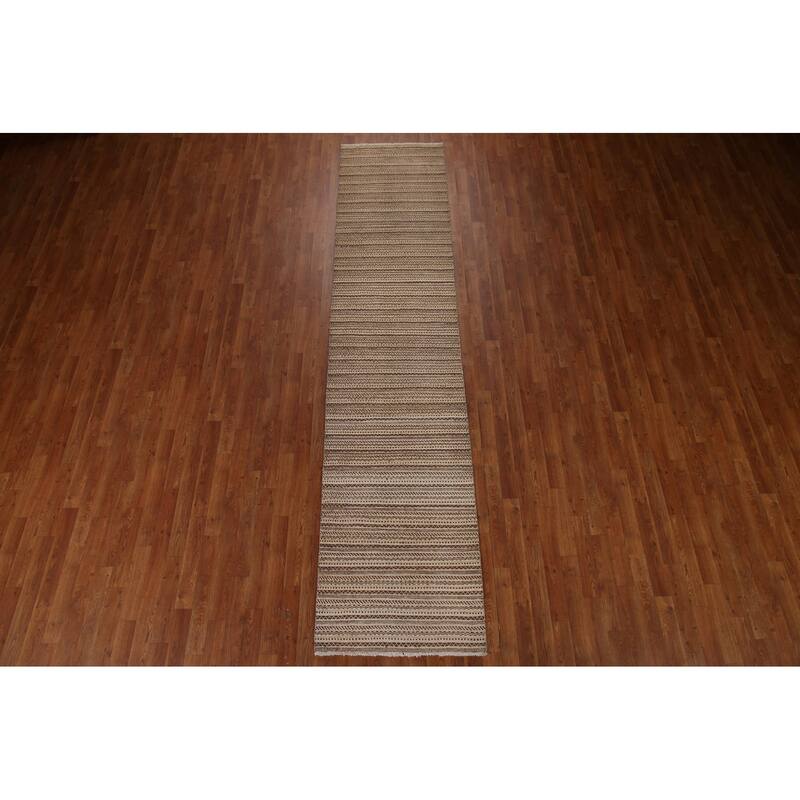 Striped Modern Gabbeh Runner Rug Handmade Wool Carpet - 2'6"x 11'8"