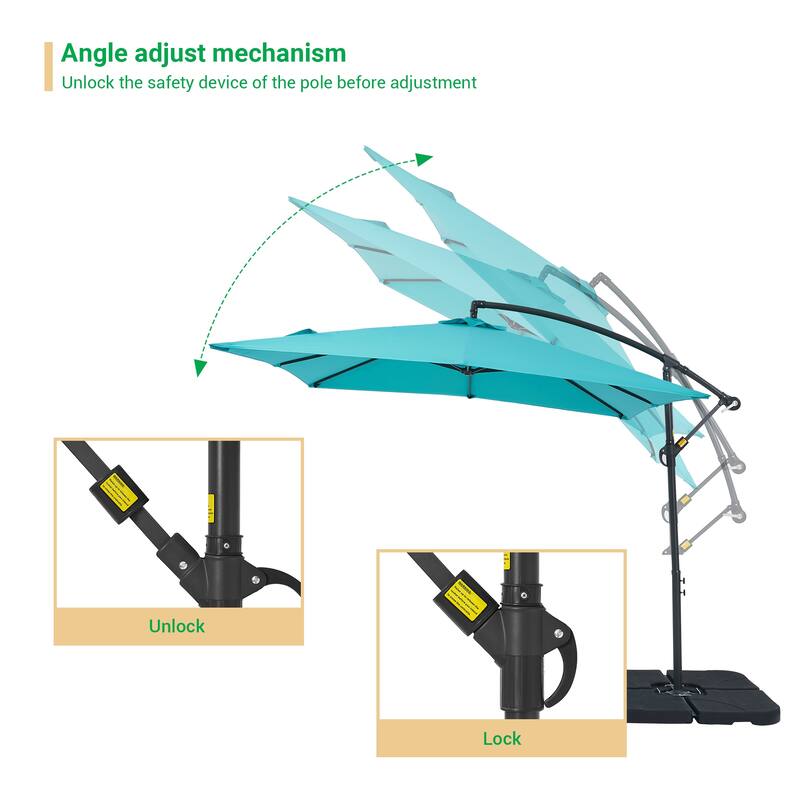 LIVOOSUN Patio 8.2ft Cantilever Offset Hanging Umbrella With a Base