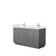 preview thumbnail 55 of 114, Miranda Double Vanity Set, Cultured Marble Top, No Mirror 60-Inch Double - Dark Gray, Gold Trim, White Cultured Marble Top