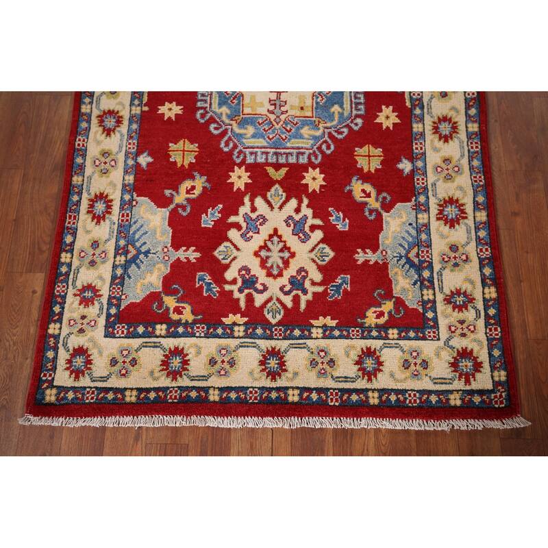 Geometric Kazak Foyer Rug Handmade Oriental Wool Carpet - 3'3" x 5'2"