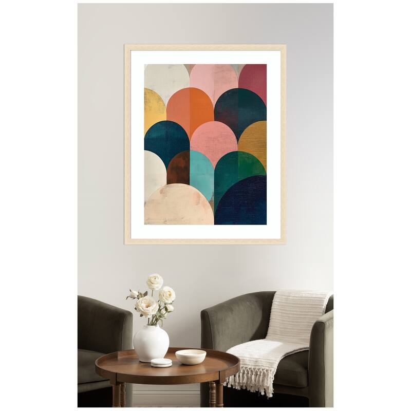 Kate and Laurel Framed Art Minimalist Geometric Abstract Jewel Tone by The Creative Bunch Studio