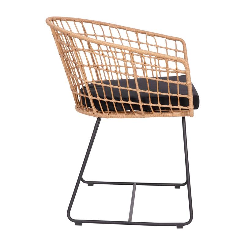2PK Indoor/Outdoor Boho Rattan Rope Club Chairs-Seat Cushions