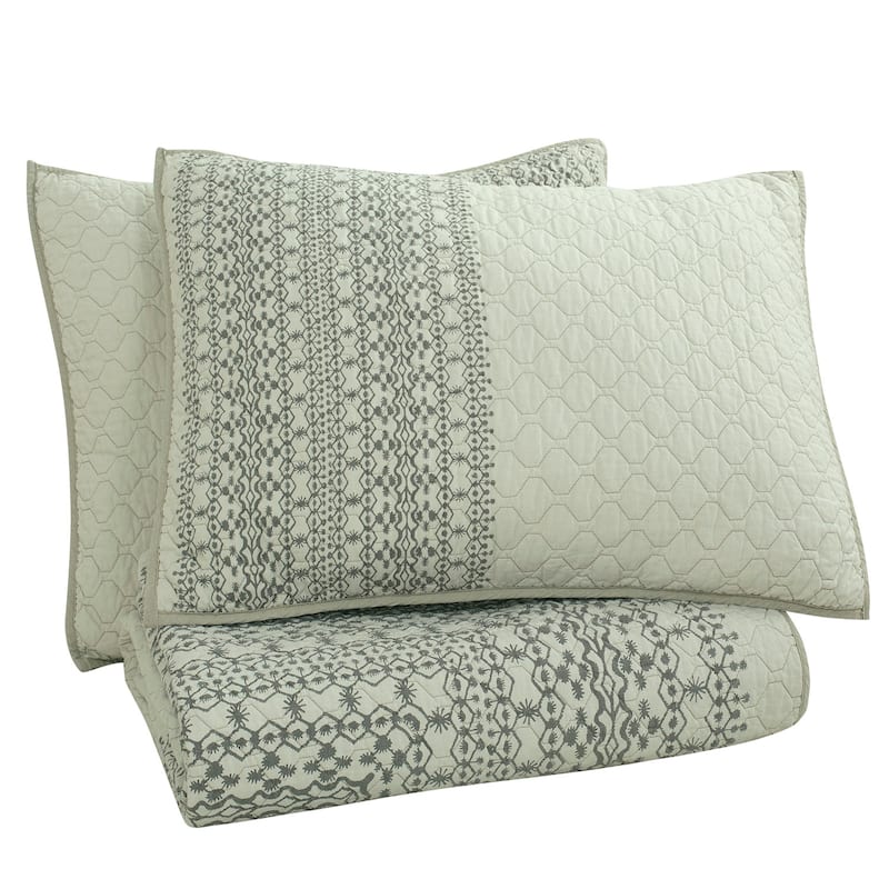 Nikki Chu Gingko Interlaken 3-Piece Cotton Quilt Set