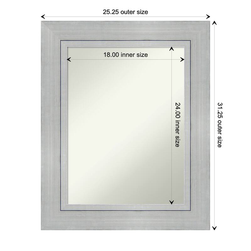 Non-Beveled Wood Bathroom Wall Mirror - Romano Silver Frame