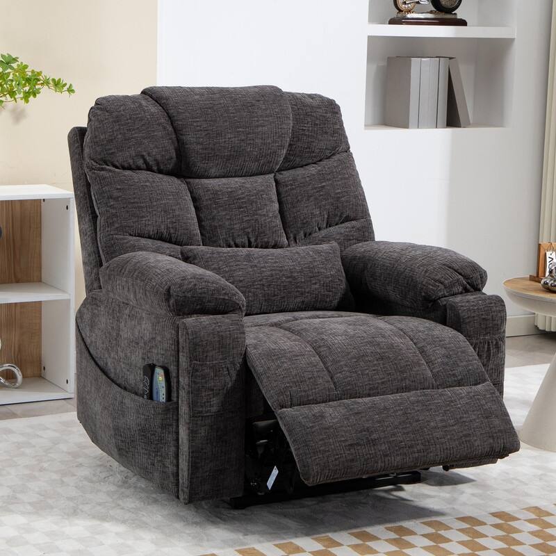 Luxuriant Overstuffed Power Lift Recliner with Dual Motors,Wireless Charging,Lumber Pillow,USB/Type C Charging