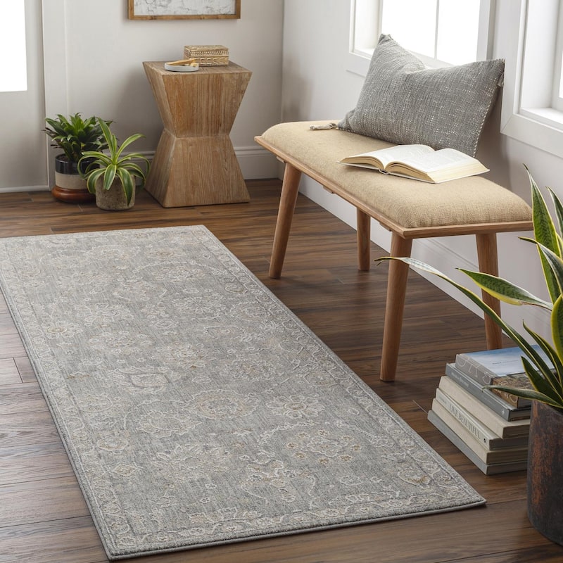 Livabliss Traditional Avant Garde Floral & Botanical Area Rug - 2'7" x 10' - Gray
