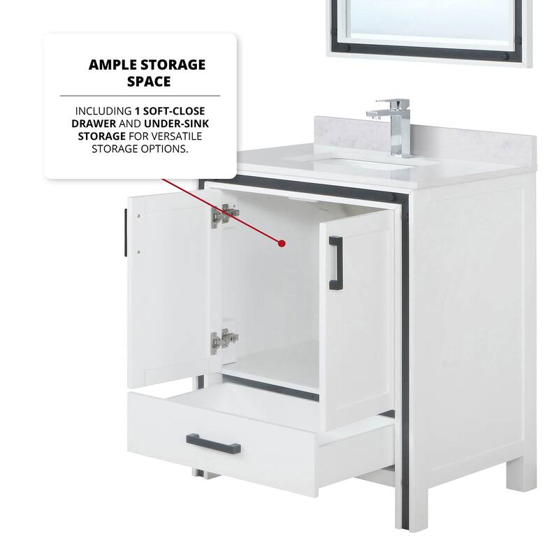 Ziva 30 in W x 22 in D White Bath Vanity and White Quartz Top