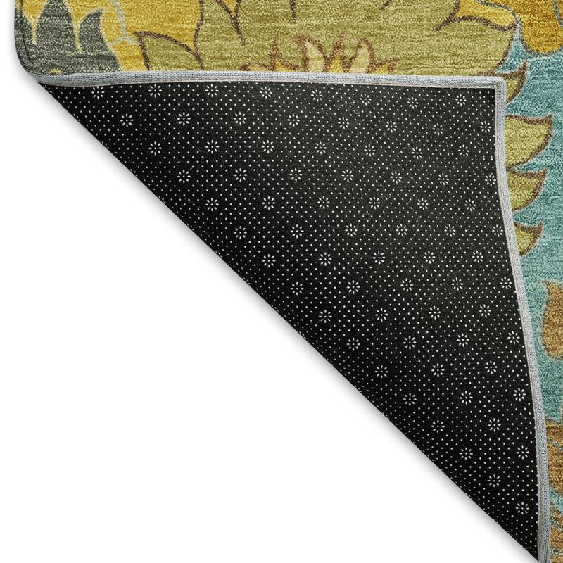 Machine Washable Indoor/ Outdoor Modern Floral Chantille Rug