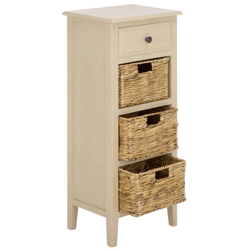 SAFAVIEH Hermine Distressed Black 4-Drawer Storage Side Table - 15" x 11.8" x 35.8" - 15"W x 12"D x 36"H