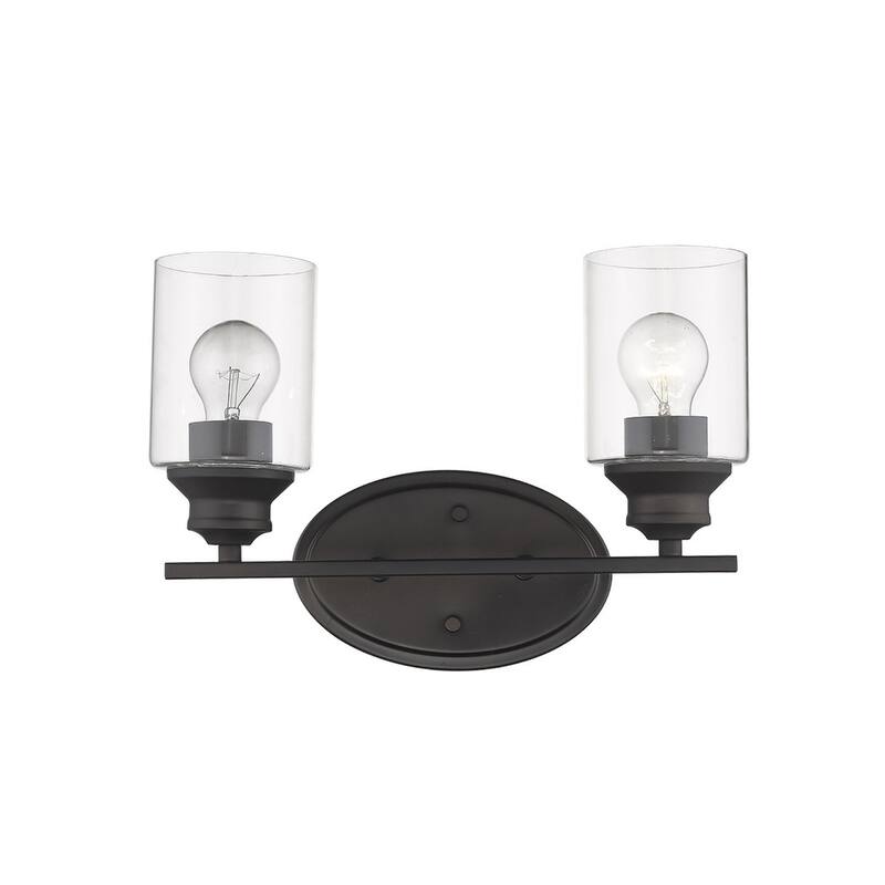 Modern Dimmable Flush Mount Wall 2-Light Fixture with Clear Glass Shade and A19 Bulb Compatible - 9.88" H x 14" W x 5.75" D - Bronze