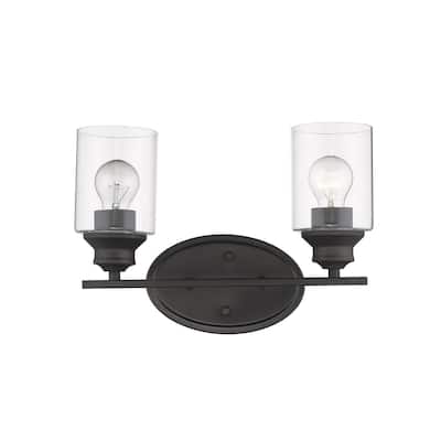 Modern Dimmable Flush Mount Wall 2-Light Fixture with Clear Glass Shade and A19 Bulb Compatible - 9.88" H x 14" W x 5.75" D