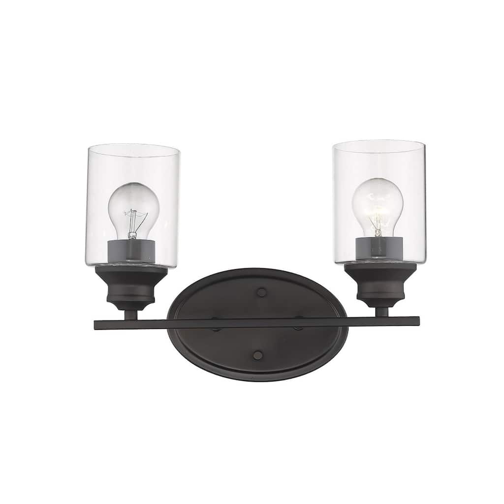 Modern Dimmable Flush Mount Wall 2-Light Fixture with Clear Glass Shade and A19 Bulb Compatible - 9.88" H x 14" W x 5.75" D