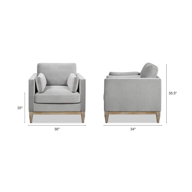 Knox 36" Modern Farmhouse Loose Pillow-Back Arm Chair