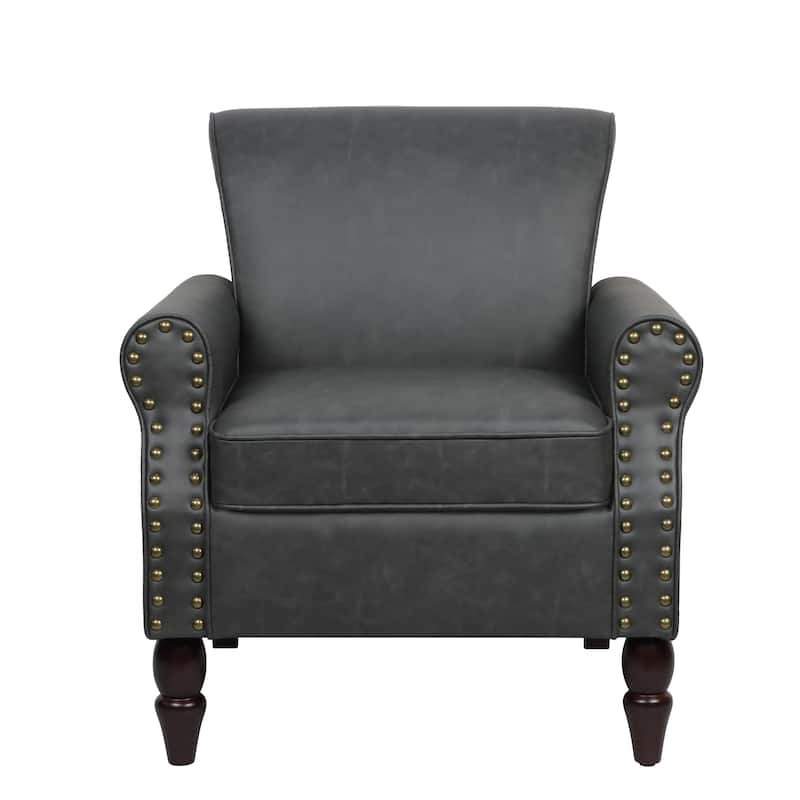 Modern Upholstered Armchair Nailhead Trim Accent Chair