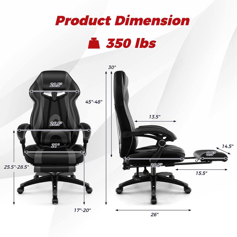 Costway Adjustable E-Sports Racing Style Chair with Padded Headrest, - See Details