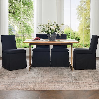 KINWELL Performance Fabric Slipcover Dining Chair Side Chair With Casters