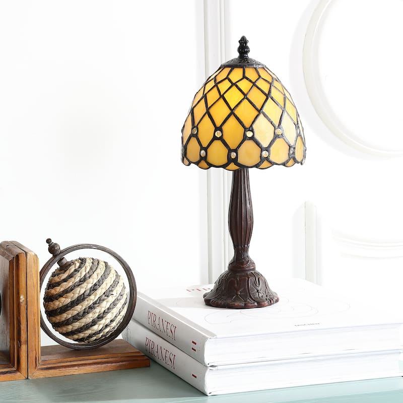 Carter Tiffany-Style 12.5" LED Table Lamp, Bronze by JONATHAN Y