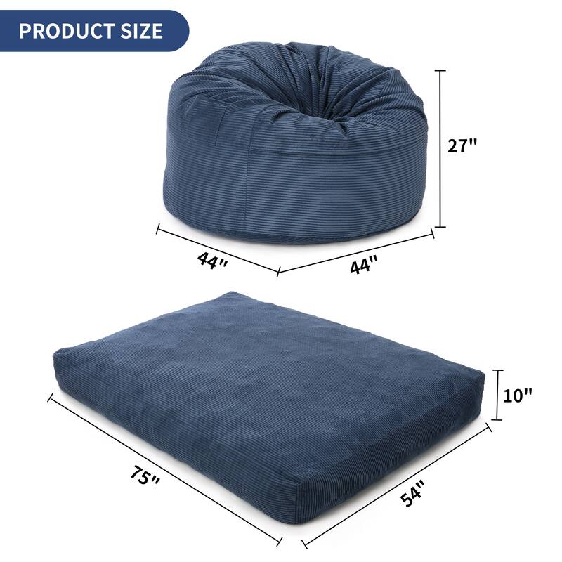 Bean Bag Chairs, Convertible Bean bag Chair from Bean Bag to Mattress for Home Living Room