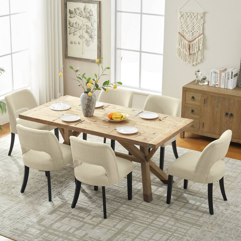 Set of 2/4/6 Modern Fabric Upholstered Dining Room Chair Kitchen Chairs with Wood legs