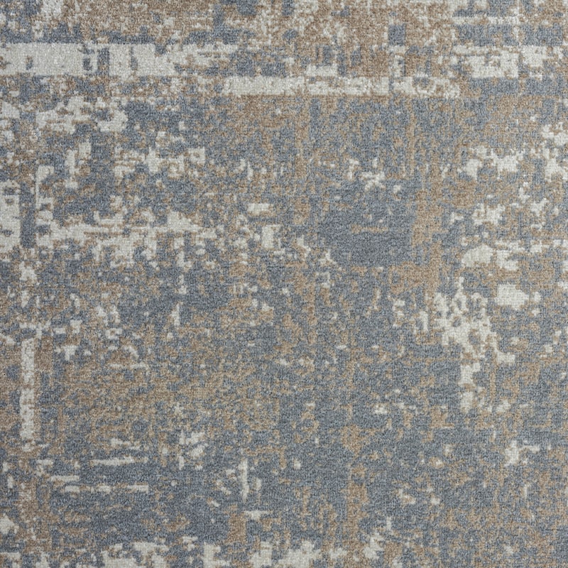 Sevita Distressed Border Gray Ivory Machine-Washable Rug