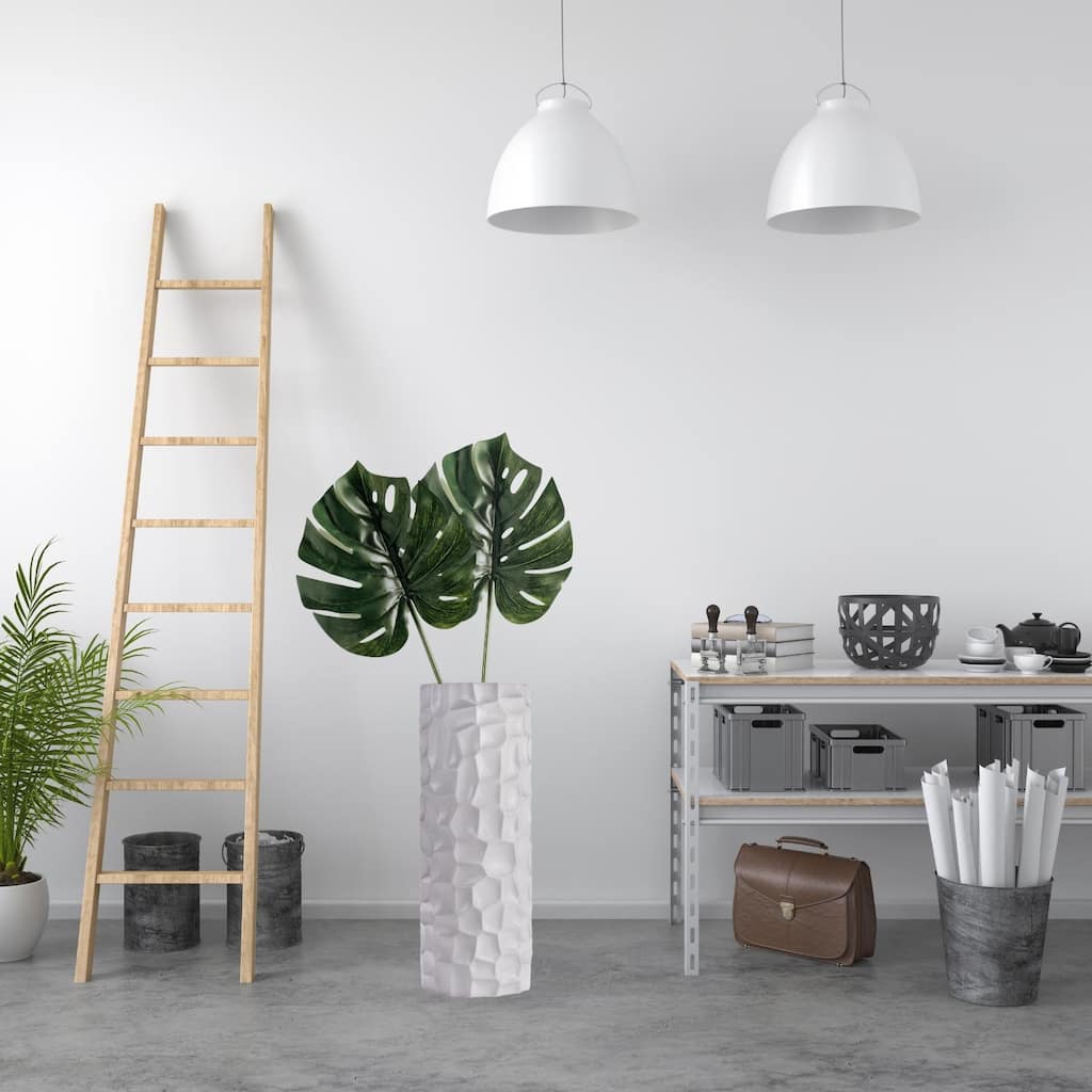 Textured Honeycomb White Resin Vase