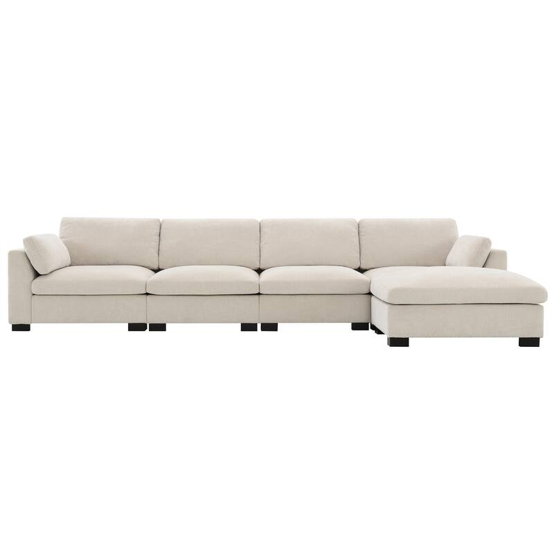 Modular L-Shaped Sectional Sofa with Foldable Table, Dual USB Charging, Side Storage Pockets and Movable Ottoman