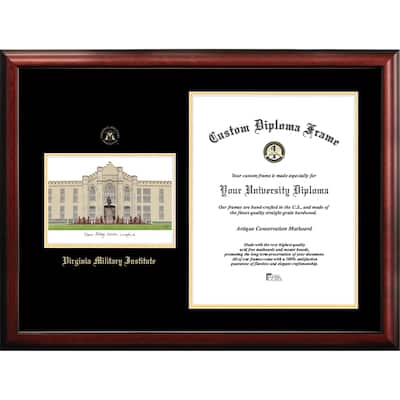 Virginia Military Institute 15.75w x 20h Gold embossed Diploma Frame with Campus Images Lithograph