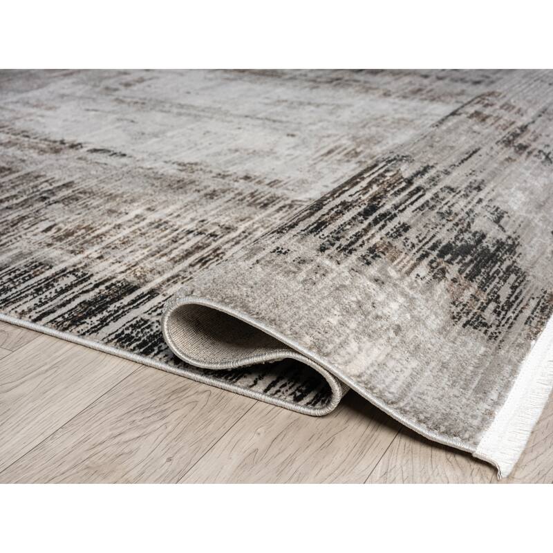 Obsession Collection Light Grey Abstract Area Rug